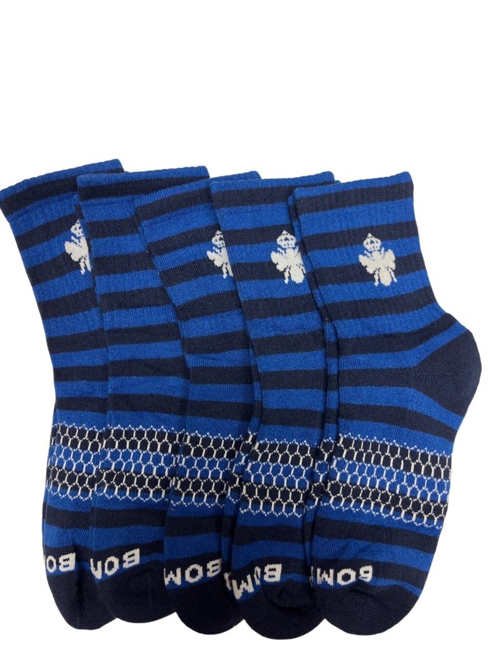 Bombas Ankle Socks Medium NWOT 5 Pair Blue Striped Cushioned Performance Socks